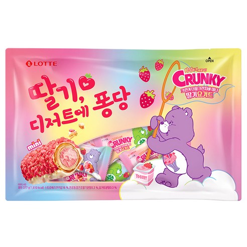 크런키 더블크런치바 딸기요거트 랜덤발송, 377g, 1개