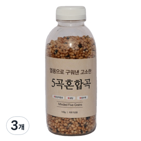 열풍으로 구워낸 고소한 5곡 혼합곡, 140g, 3개