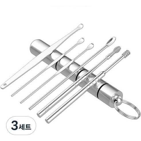 칼리오페 스테인리스 귀이개 실버 6종 세트, 1개입, 3세트