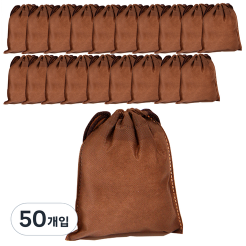 봄91 SYP 브라운 끈조리개 부직포 주머니 15 x 18 cm, 혼합 색상, 50개입
