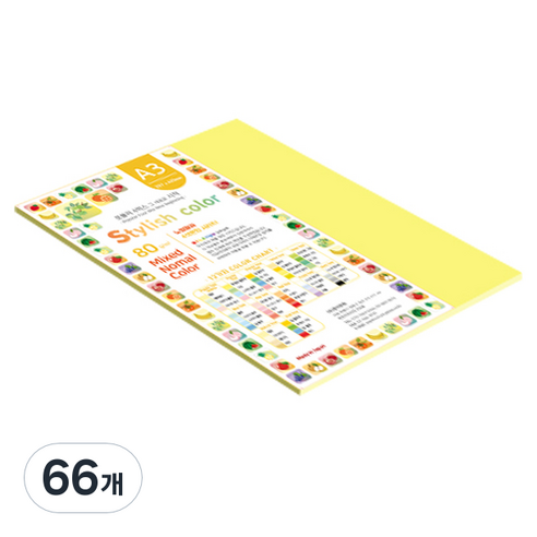 종이문화 스타일리쉬 얇은 혼합색지 80g No 02 SN Tone, 66개, A3