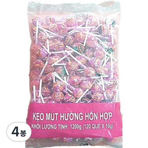 츄파춥스 리필팩 막대사탕 랜덤 발송 120p, 1200g, 4개
