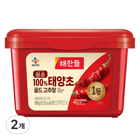 해찬들 태양초 골드 고추장, 2개, 500g