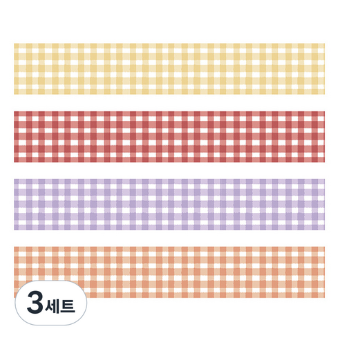 마켓A 플레이드 종이 마스킹테이프 2cm x 2m 4종 세트, TYPE6, 3세트