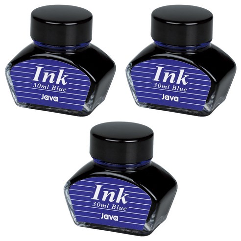 자바펜 만년필용 병잉크 30ml, 3개, 청색
