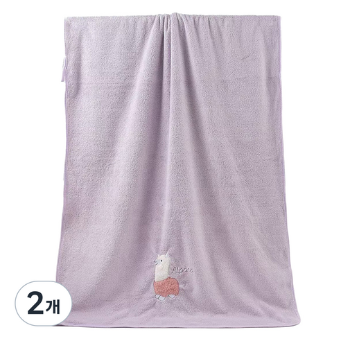 원이네 귀여운 양 디자인 바스타월 70 x 140 cm, 퍼플, 2개