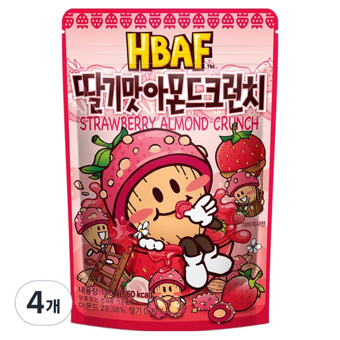바프 딸기맛 아몬드 크런치, 100g, 4개