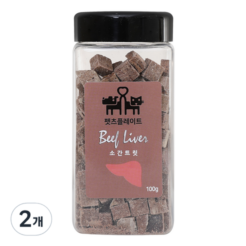 펫츠플레이트 반려동물 동결건조간식 트릿, 소간맛, 100g, 2개