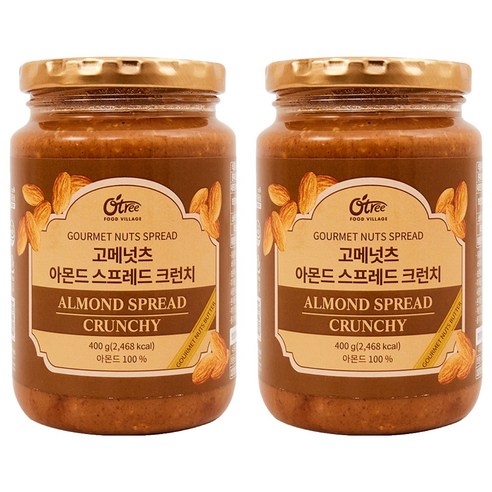 오트리 고메넛츠 아몬드 스프레드 크런치, 400g, 2개
