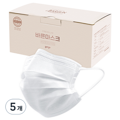 고르고 바른 일회용 마스크 중형, 50개입, 5개, 화이트