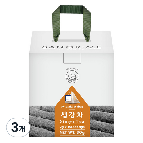 산그리메 생강차 삼각티백차 선물용패키지, 15개입, 3개, 2g
