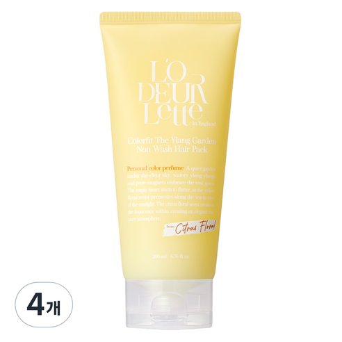 로더렛 컬러핏 더 일랑 가든 논워시 헤어팩, 4개, 200ml