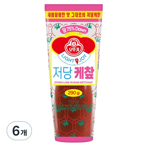 오뚜기 LIGHT 앤 JOY 저당케챂, 290g, 6개