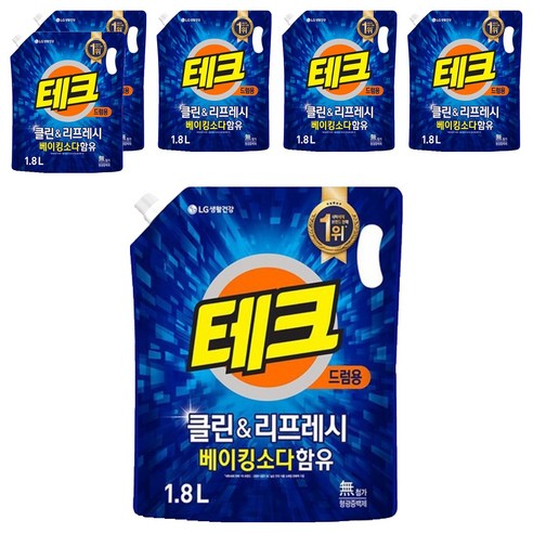 테크 클린 앤 리프레쉬 액체세제 드럼 리필, 1.8L, 6개