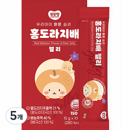 또또맘 우리아이 맑은습관 홍도라지배 젤리 10p, 혼합맛(배/홍도라지), 150g, 5개