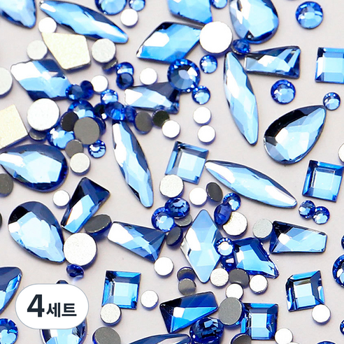 메이브라운 풀스톤 네일디자인 플랫백 네일스톤 혼합세트, 4세트, 블루