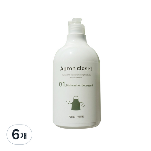에이프런클로젯 식기세척기 세제, 750ml, 6개