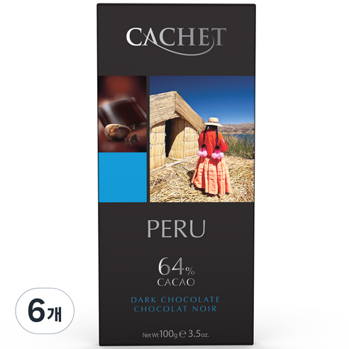 까쉐 페루 다크 초콜릿, 100g, 6개