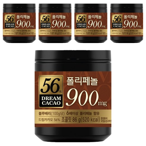 롯데웰푸드 드림 카카오 56% 초콜릿, 5개, 86g