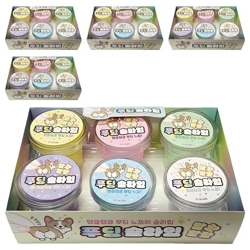 2000 푸딩 슬라임 6종 세트, 5세트, 노랑, 분홍, 연두, 보라, 하늘, 흰색