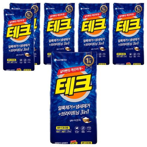 테크 3 in 1 일반드럼 겸용 분말 세탁세제 리필, 3kg, 6개