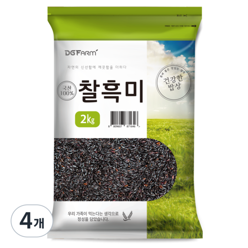 건강한밥상 국산 찰흑미, 2kg, 4개