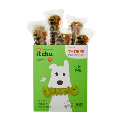 잇츄 그린 M 강아지 덴탈껌, 연어, 16g, 1개
