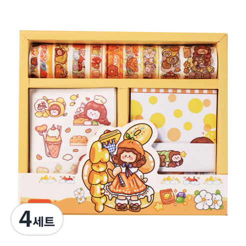 동아피엠에스 페어리테일 마스킹테이프 + 메모 + 스티커 기프트박스, 달콤한 꿀, 4세트