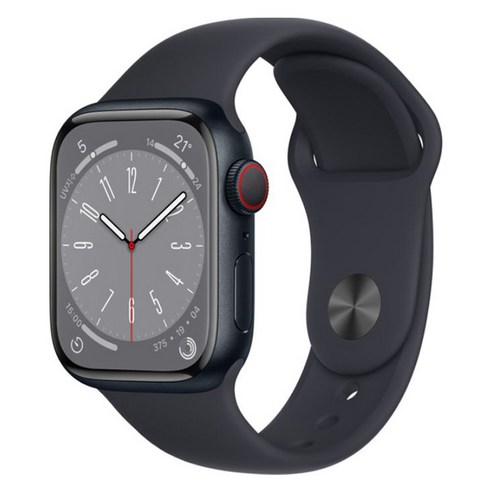 Apple 애플워치 8 GPS+Cellular, 41mm, 알루미늄, 미드나이트 / 미드나이트 스포츠밴드