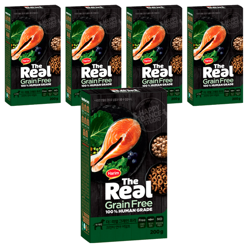 하림펫푸드 어덜트 강아지 더리얼 그레인프리 크런치 건식사료, 연어, 200g, 5개