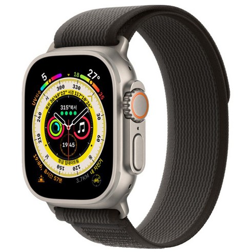 Apple 애플워치 Ultra 트레일 루프 49mm GPS+Cellular 티타늄 케이스, 블랙/그레이 M/L