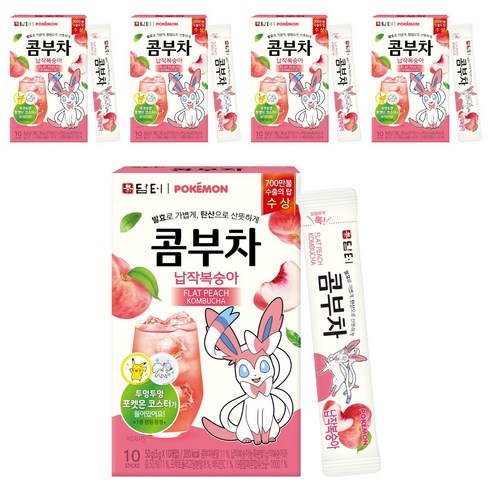 담터 포켓몬 납작복숭아 콤부차, 5g, 10개입, 5개