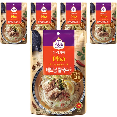 티아시아키친 베트남 쌀국수 소스 진한 차돌, 90g, 5개