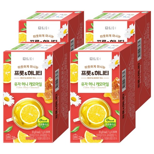 담터 프룻 허니티 유자 허니 캐모마일, 1g, 20개입, 4개