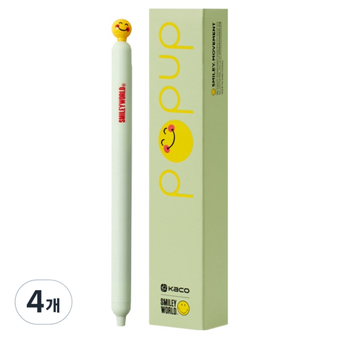 카코 스마일리 팝업 젤펜 0.5mm, 그린, 4개