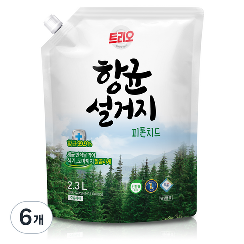트리오 항균설거지 리필, 2.3L, 6개