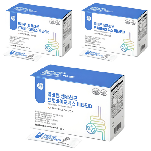 올바른건강식품 생유산균 프로바이오틱스 비타민D 90p, 135g, 3개