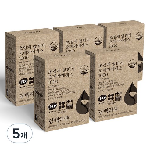 담백하루 초임계 알티지 오메가3 에센스 1000, 30정, 5개