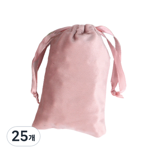 리빙앤도 벨벳 선물 주머니 파우치 8 x 10 cm, 25개, 핑크