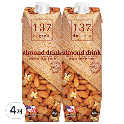 137디그리즈 아몬드 드링크, 1L, 4개