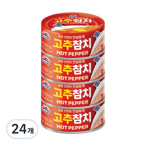 사조 고추참치 안심따개, 100g, 24팩 통조림