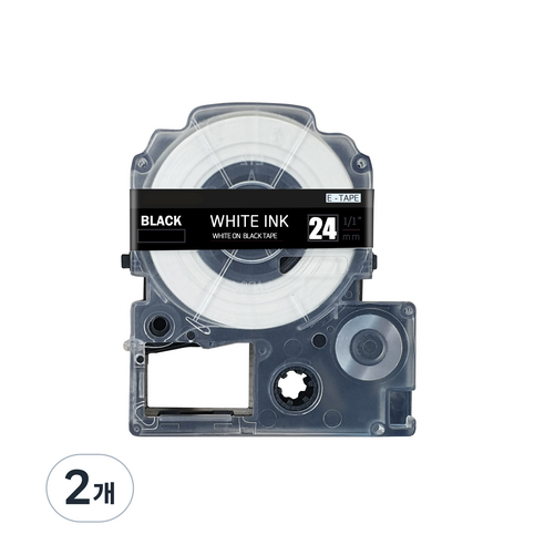 엡손 라벨테이프 SD24KW 호환 라벨지 24mm 검정바탕 흰색글자, 2개