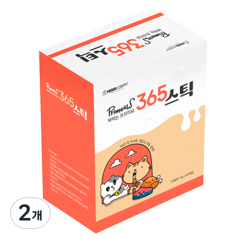 프리미요 고양이 짜먹는 365스틱 영양제, 60회분, 장건강/유산균, 2개