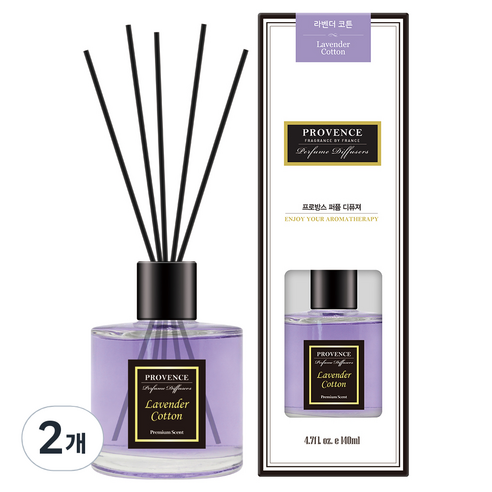 프로방스 퍼퓸 디퓨져 140ml, 라벤더 코튼, 2개