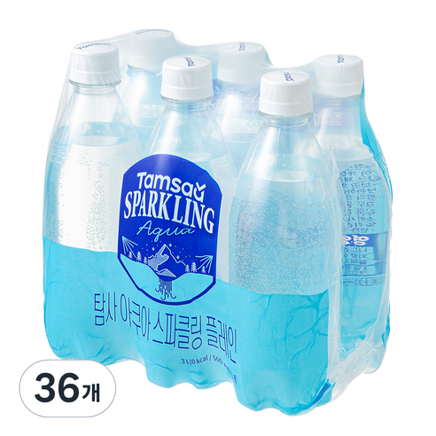 탐사 아쿠아 스파클링 플레인 무라벨, 36개, 500ml