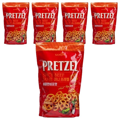 삼진 미니 프레첼 매콤한 비프맛, 300g, 5개