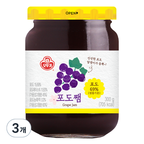 오뚜기 포도쨈, 300g, 3개