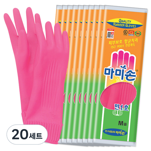 마미손 고무장갑 양손 세트, 중(M), 20개