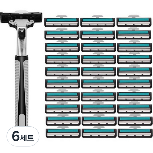 스트릿램프 2중날 면도기 그레이 + 여분날 30p 세트, 6세트