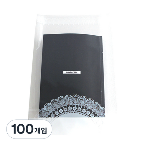 티나피크닉 선물포장 비접착 투명봉투, 레이스도일리, 100개입